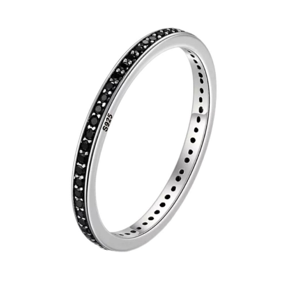 925 Sterling Silver Black CZ Band Ring